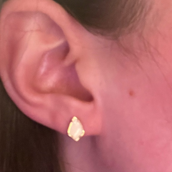 Dainty White Stud Earrings - Picture 2 of 4